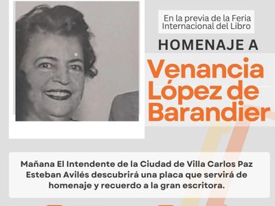 Villa Carlos Paz homenajeará a Venancia López de Barandier